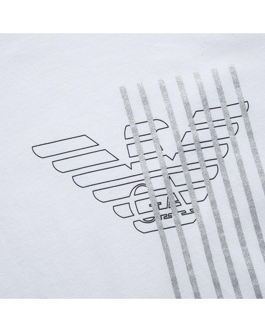 EA7 White Round-Necked Logo T-Shirt for men