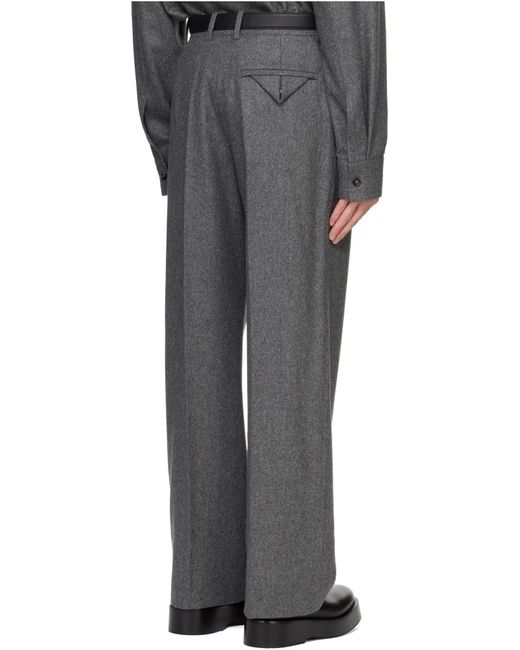 Bottega Veneta Gray High-Waisted Straight Leg Trousers for men