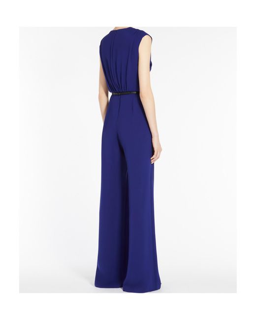Max Mara Blue Studio Ruched Sleeveless Jumpsuit