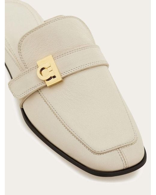 Ferragamo White Hug Buckle Loafer Mule