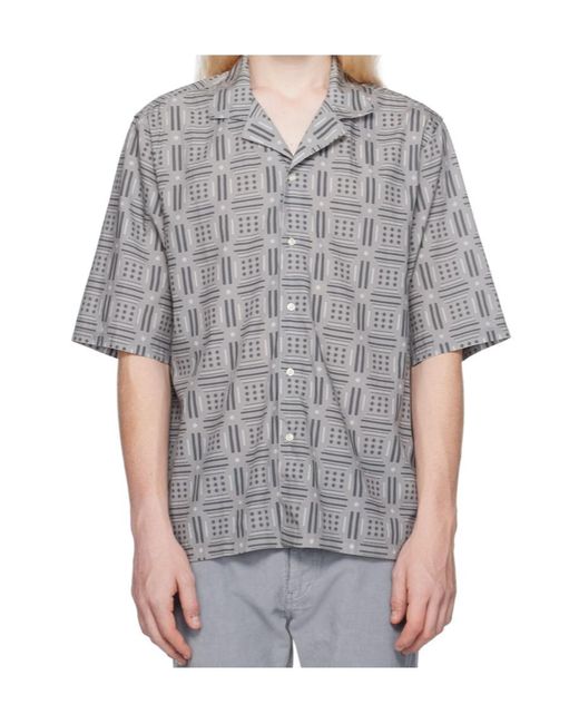 Officine Generale Gray Patterned Shirt for men