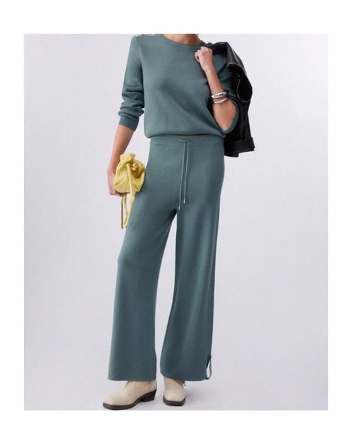 Liu Jo Green Beaded Crew-Neck Sweater