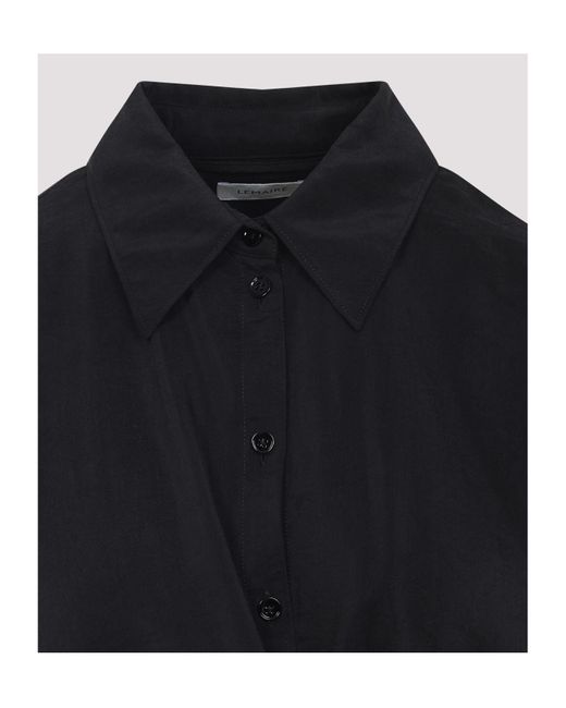 Lemaire Blue Twisted-Detail Polo-Collar Shirt