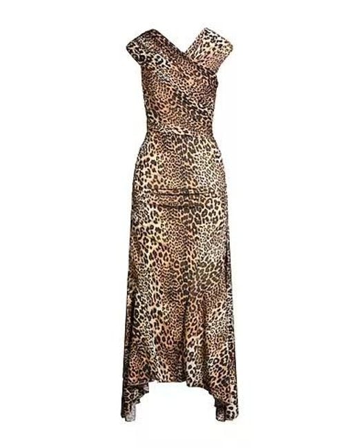 Ganni Natural Leopard Print Sleeveless Dress