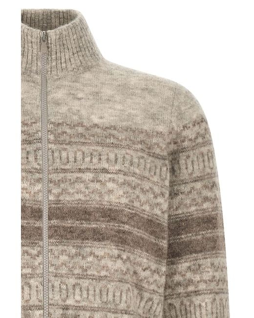 Brunello Cucinelli Gray 'Nordic Jacquard' Cardigan for men