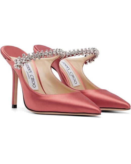 Jimmy Choo Pink Bing 100 Satin High Heels