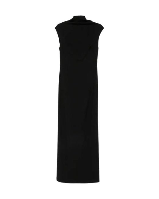 Brunello Cucinelli Black Monili-Trim V-Back Gown