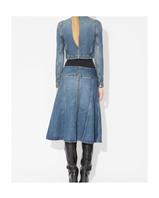 Alaïa Blue Alaïa Denim Slit Skirt