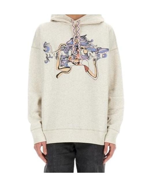 Isabel Marant White Milanz Drawstring Hoodie for men