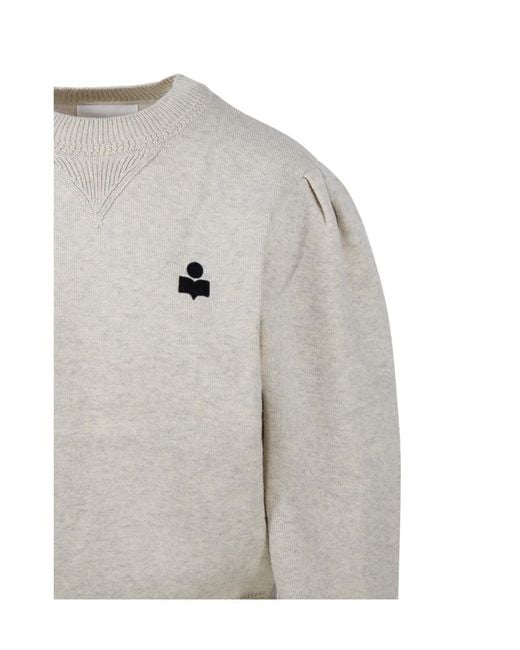 Isabel Marant Gray Isabel Marant Étoile Kelaya Logo-Embroidered Crewneck Jumper