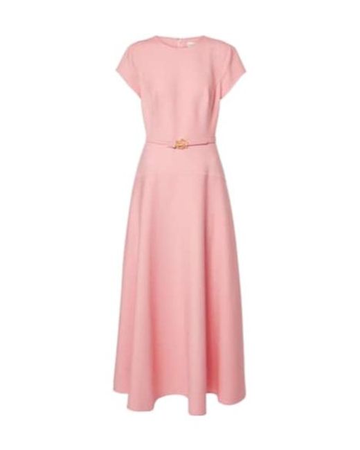 Oscar de la Renta Pink Wool-Blend Midi Dress