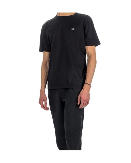 C P Company Black Logo Patch Crewneck T-Shirt for men
