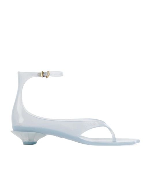 Chloé White Chloé Thong Sparkling Sandals