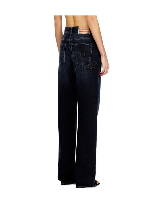 DIESEL Blue 1971 D-Sent-S1 Shaded Embroidered Jeans