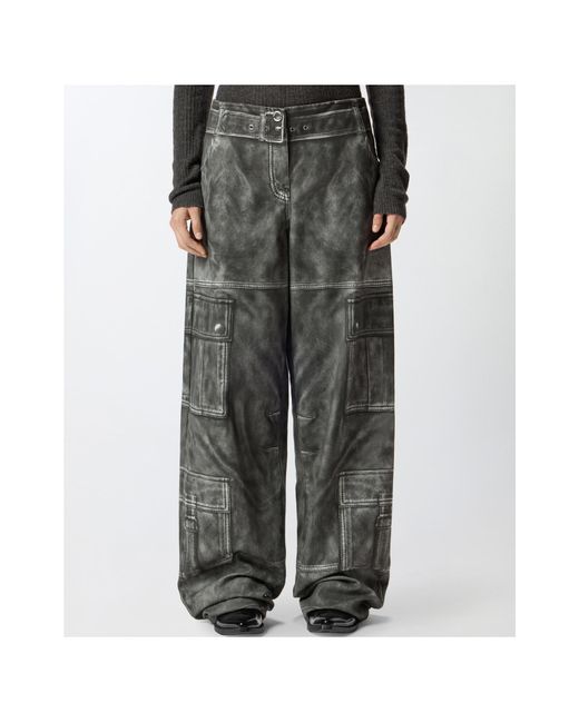Pinko Gray Distresses Straight Trousers