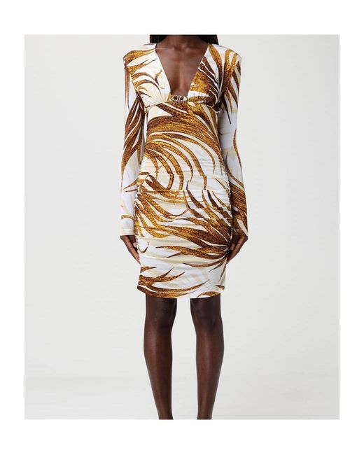 Just Cavalli Multicolor Tropical Print Ruched Mini Dress