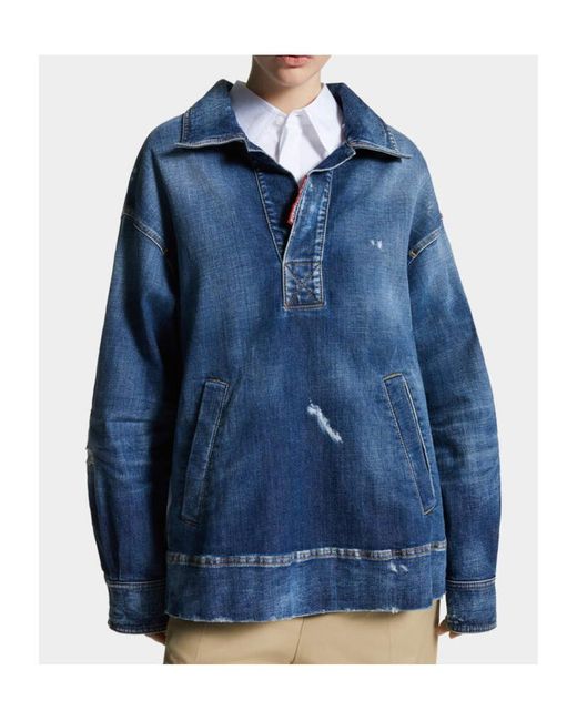 DSquared² Blue Distressed Denim Top