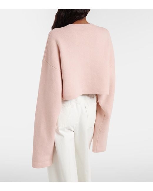Totême  Pink Cropped Wool-Blend Cardigan