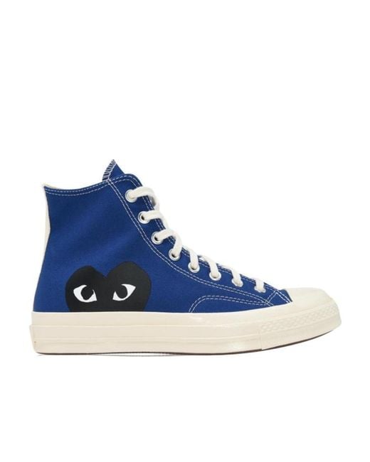 COMME DES GARÇONS PLAY Blue Logo High-Top Sneakers