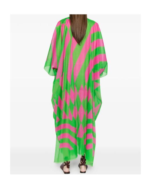 Dries Van Noten Green Oversized Graphic Printed Kaftan