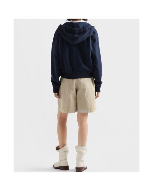 Prada Blue Cotton Hoodie Jacket