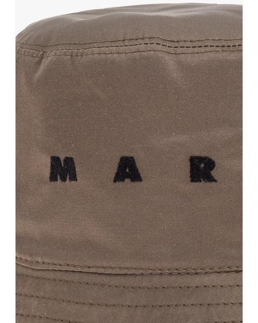 Marni Brown Logo-Embroidered Bucket Hat