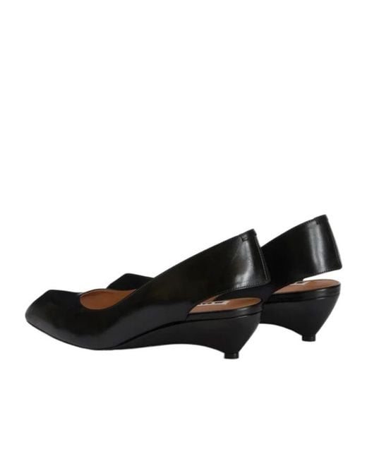 Jil Sander Black Slingback Kitten Heeled Pumps