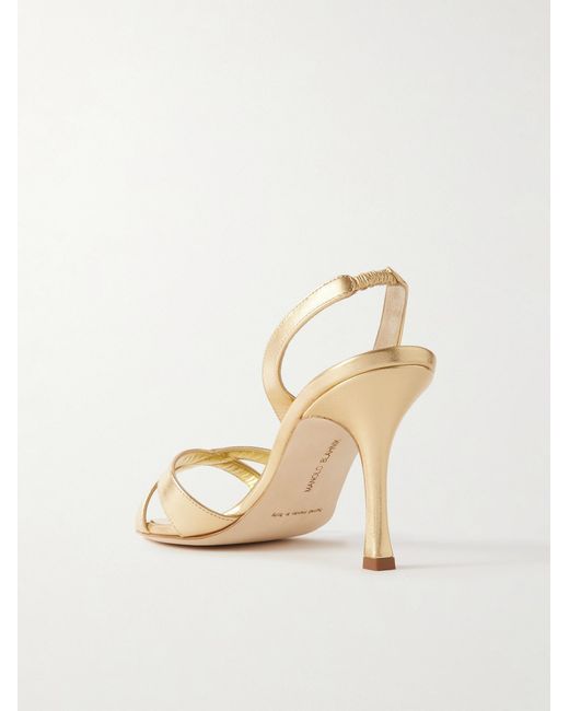 Manolo Blahnik Metallic Exposed High-Heeled Sandals