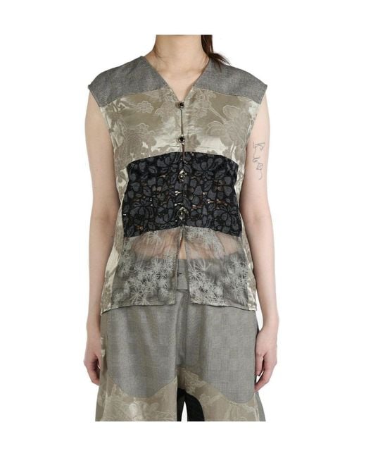Commun's Gray Printed Patchwork Vest for men