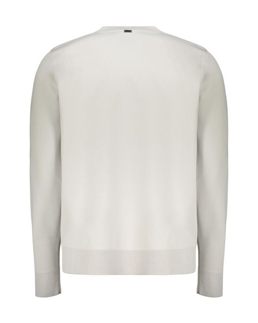 Herno White Zip-Pocket Crew-Neck Knitted Sweater for men