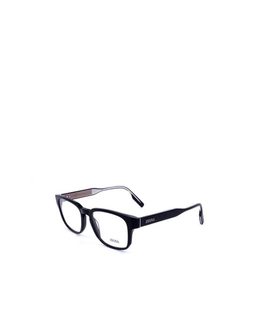 Zegna White Rectangle Frame Glasses for men