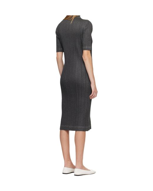 Pleats Please Issey Miyake Black Denim Midi Dress