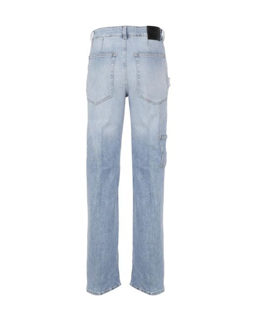 Dondup Blue High-Rise Straight Jeans