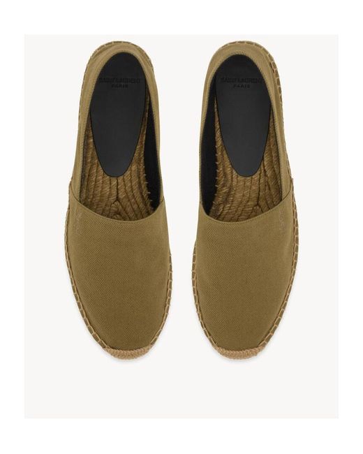 Saint Laurent Green Logo Embroidered Slip-On Espadrilles for men