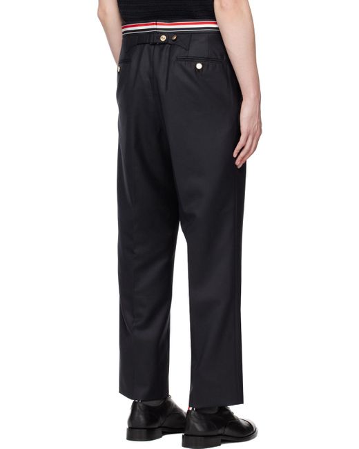 Thom Browne Blue Striped Band Cropped Trousers for men