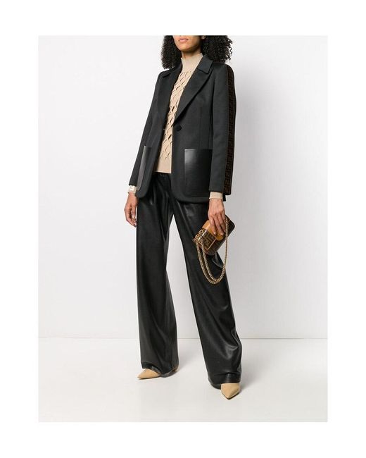 Fendi Black Ff Motif Stripe Blazer