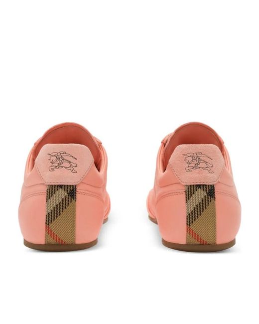 Burberry Pink Leather Knight Runner Sneakers