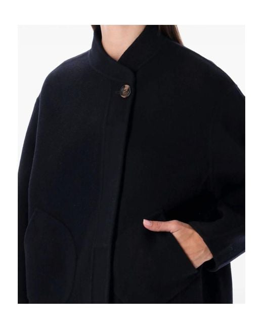 Soeur Blue High-Neck Single-Button Casual Jacket