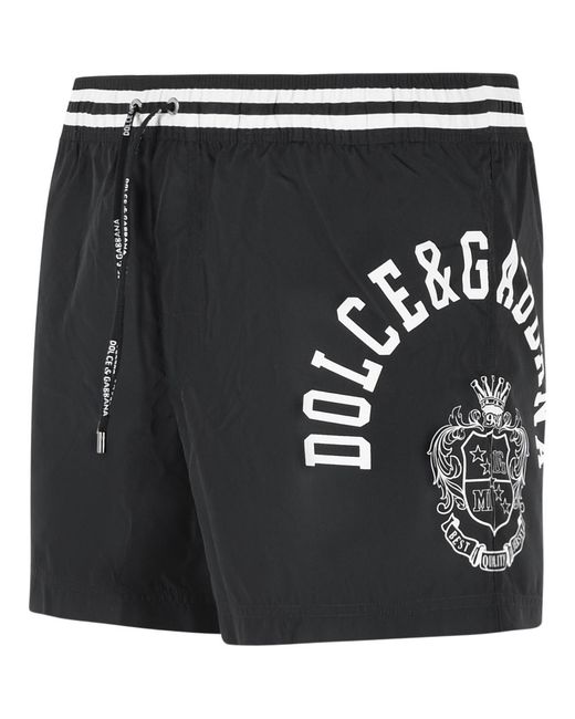 Dolce & Gabbana Black Logo Printed Swim Shorts for men