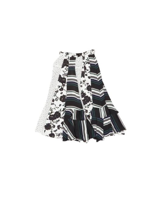 Sacai White Patchwork Floral-Print Skirt