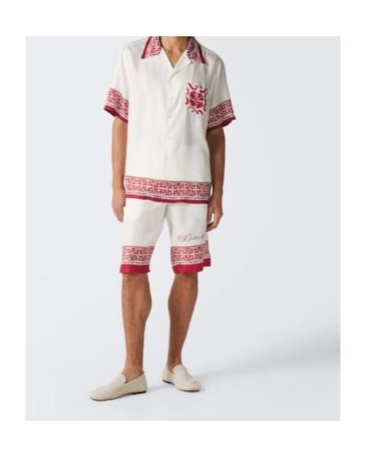 Dolce & Gabbana Red Majolica Silk Jacquard Shirt for men