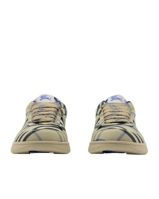 Burberry Green Terrace Checked Lace-Up Sneakers
