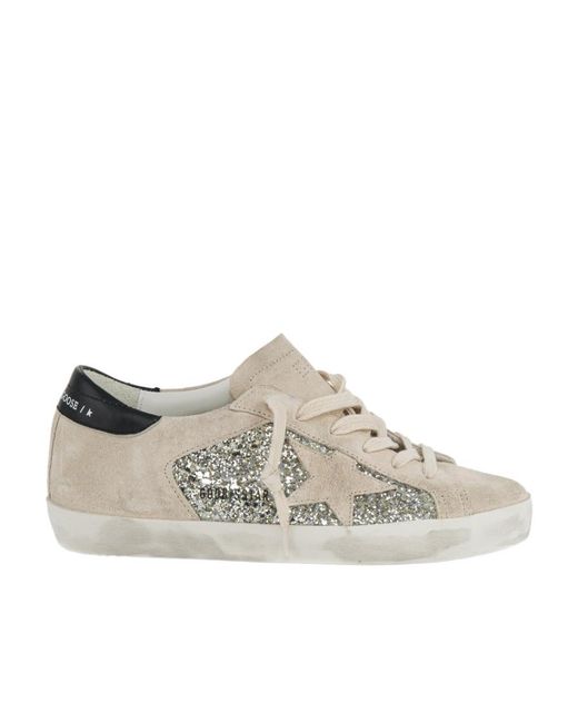 Golden Goose Deluxe Brand Gray Super-Star Glitter Suede Sneakers