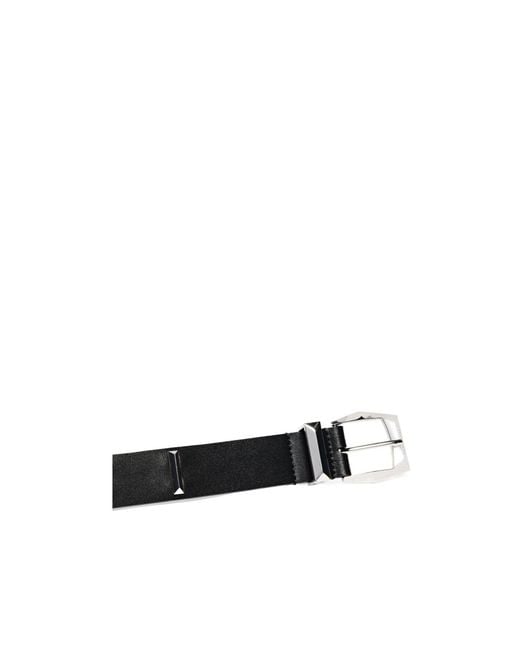 Pinko White Leather Belt With Rectangular Studs, 3 Cm