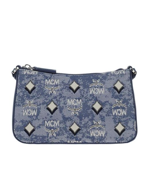 MCM Blue Logo Shoulder Bag