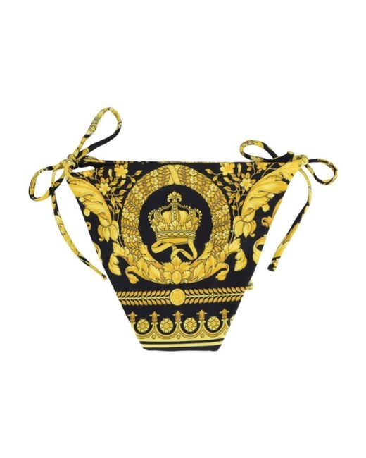 Versace Yellow Graphic Printed Side-Tied Bikini Bottoms