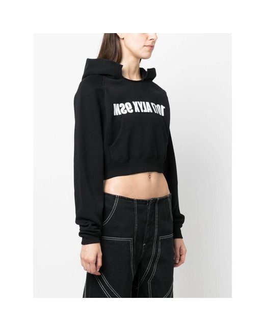 1017 ALYX 9SM Black 1017 9Sm Logo Printed Cropped Hoodie