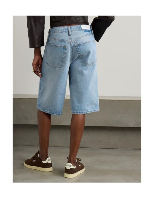 Re/done Blue Skater Low-Rise Denim Shorts