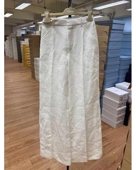 Chloé White Wide-Legged Casual Pants
