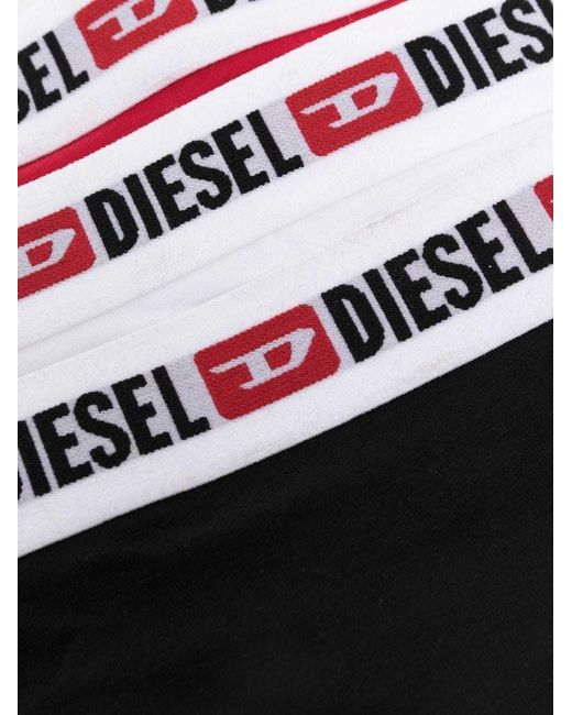 DIESEL Red Logo-Tape Three-Pack Thong